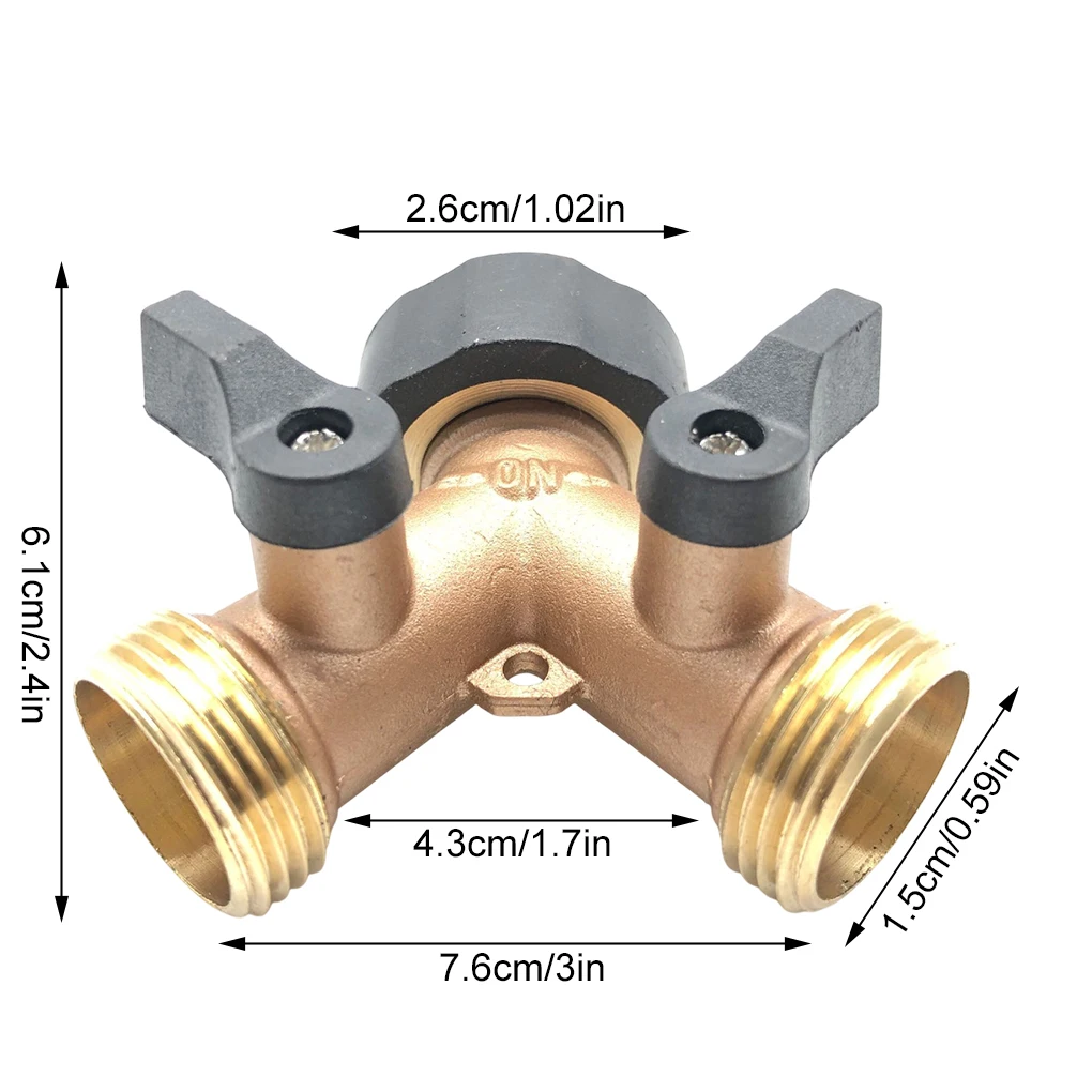 Nuevo Divisor de manguera de latón, conector de manguera de jardín de 2 vías, rosca 3/4, adaptador de espiga de manguera en forma de Y, divisor de manguera de agua para granja al aire libre