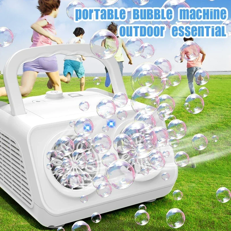 New Electric Stage Bubble Machine Handheld Multi hole Fully Automatic One Click Bubble Blowing Wedding Outdoor Children Gift Toy