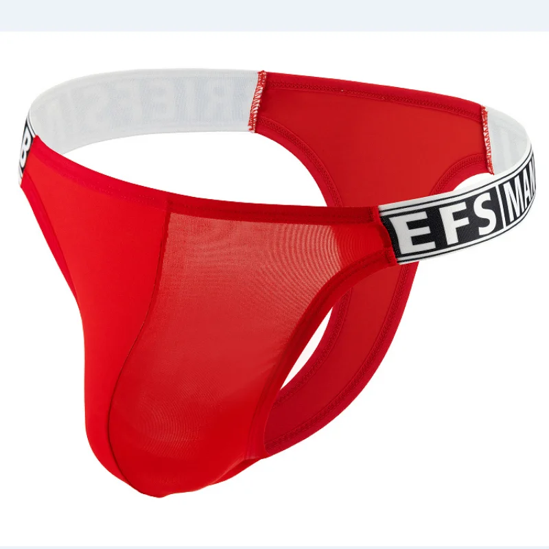 رجل حزام رياضي منخفضة الخصر ثونغ رقيقة تنفس سلسلة مثير رسالة مطبوعة شفافة الحقيبة Cuecas أوم G سلسلة بيكيني Hombre #3