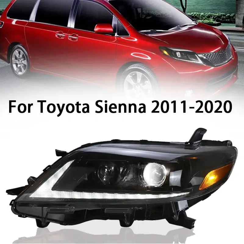 

Автомобильные фары для Toyota Sienna, фары 2011-2020, фары Sienna DRL, указатель поворота, дальний свет, линза проектора