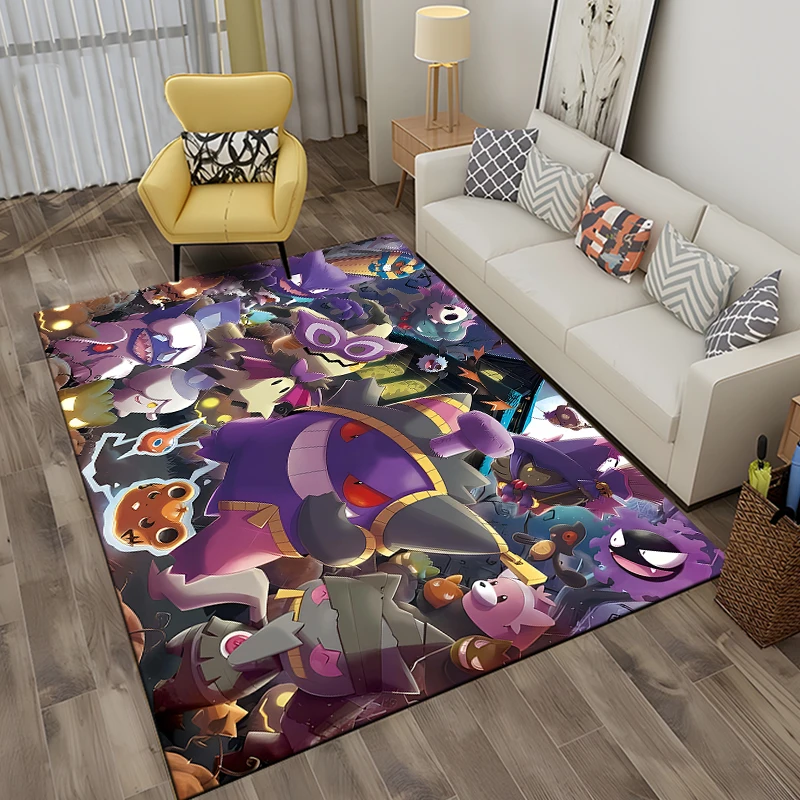 Japanese Anime Pokemen Gengar Area Rug,Carpet for Home Living Room Bedroom Sofa Doormat Kitchen Decor,Non-slip Floor Mat