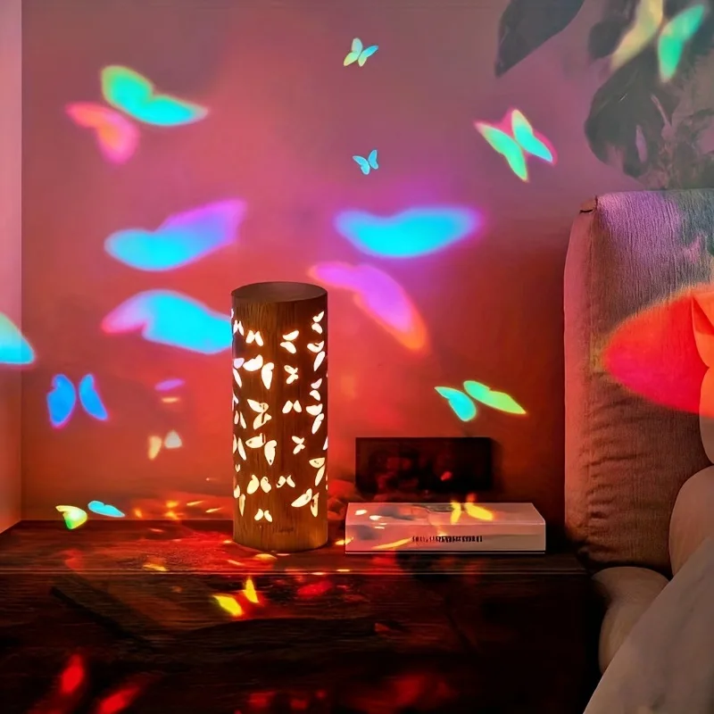Viral Bamboo Art Butterfly Projection Lamp, Dimmable Ambient Light, Desktop Decor, Bedside Lamp for Bedroom Living Room Decor