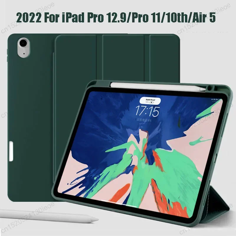 

For iPad Pro 11 12.9 13 2024 2022 Case iPad Air 11 2025 5th 4th Cases 11th 10th 10.9 inch Pencil Holder Cover Magnet Funda Coque