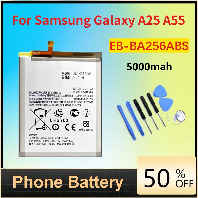 New EB-BA256ABS 5000mah High-Capacity  Battery For Samsung Galaxy A25 A55 5G Mobile Phone Batteries