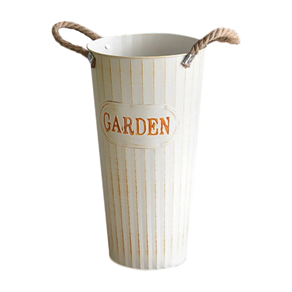 

Metal Bucket Retro Iron Floral Arrangement Container Storage Bucket Flower Vase Home Office Study Room Garden Decor