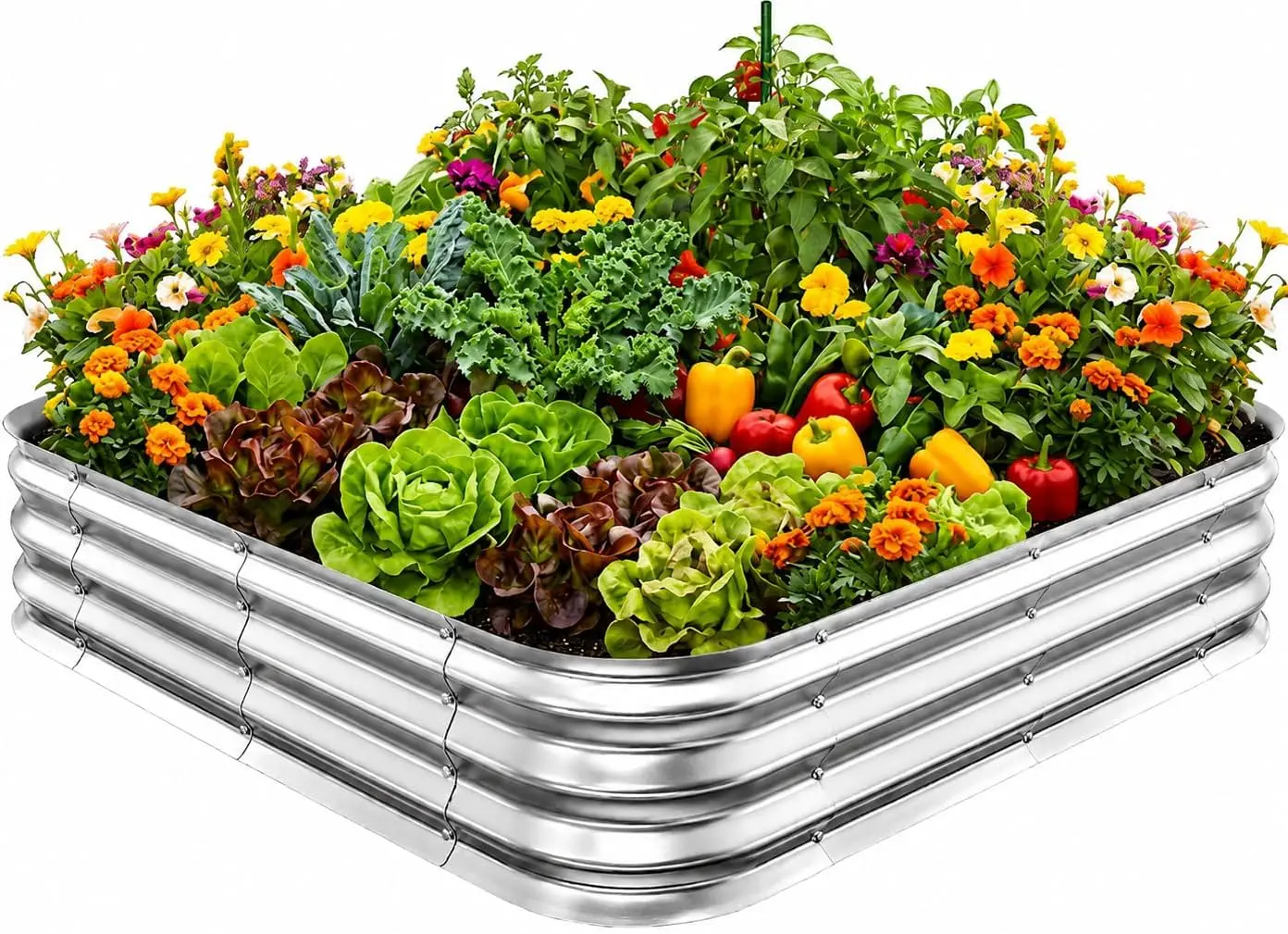 Square Galvanized Raised Garden Bed 4x4 ft  Heavy Duty Metal Planter Box for Vegetables & Flowers, 12" Deep, Rust-Resistant, Easy Assembly