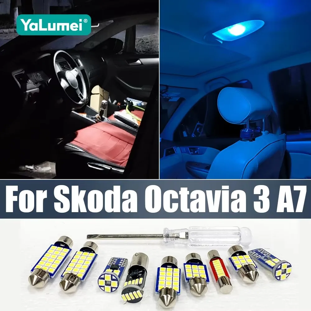 

Для Skoda Octavia 3 A7 MK3 5E 2015-2019, 5 шт. автомобильных светодиодных ламп: внутренние, для освещения салона, для чтения, для багажника, аксессуары