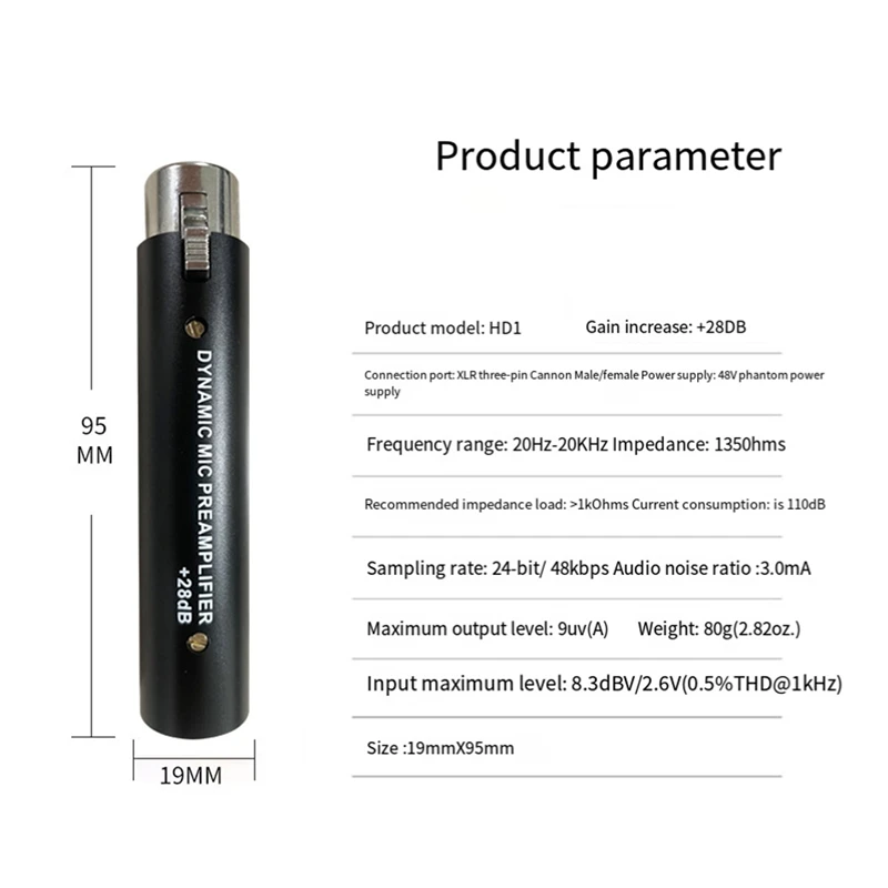 Preamplificatore per microfono amplificatore dinamico DM1 per amplificatore Mic con guadagno dinamico DM1 da 28db per microfoni a nastro dinamici e