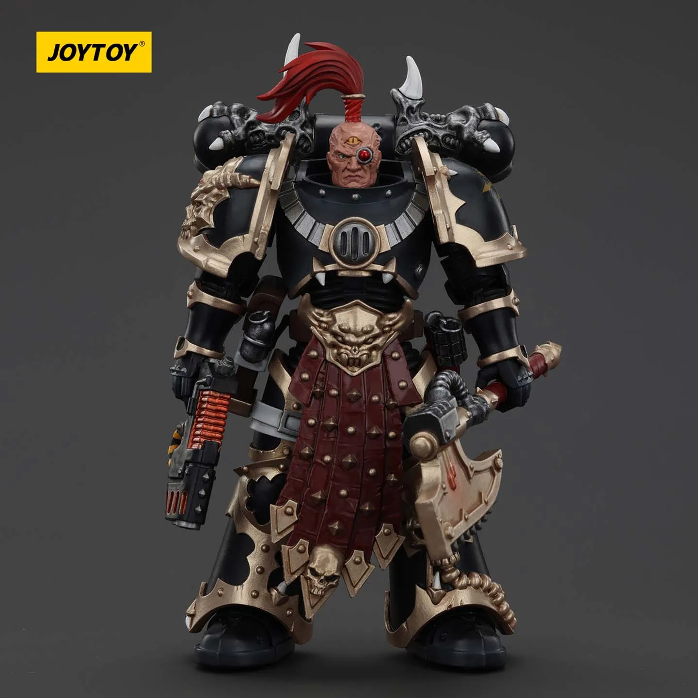 JOYTOY Dark Source Warhammer 40k Chaos Interstellar Warrior Black Legion JT00959 Senjata Plasma dan Kapak Tenaga Prajurit Terpilih 1/18