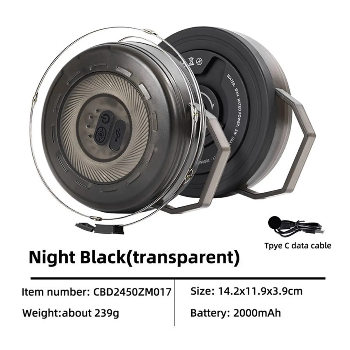SDFC Outdoor Tape Measure Lamp, Ambient Light String, Canopy Light Strip, LED Outdoor Tent Light, Hand Crank Storage