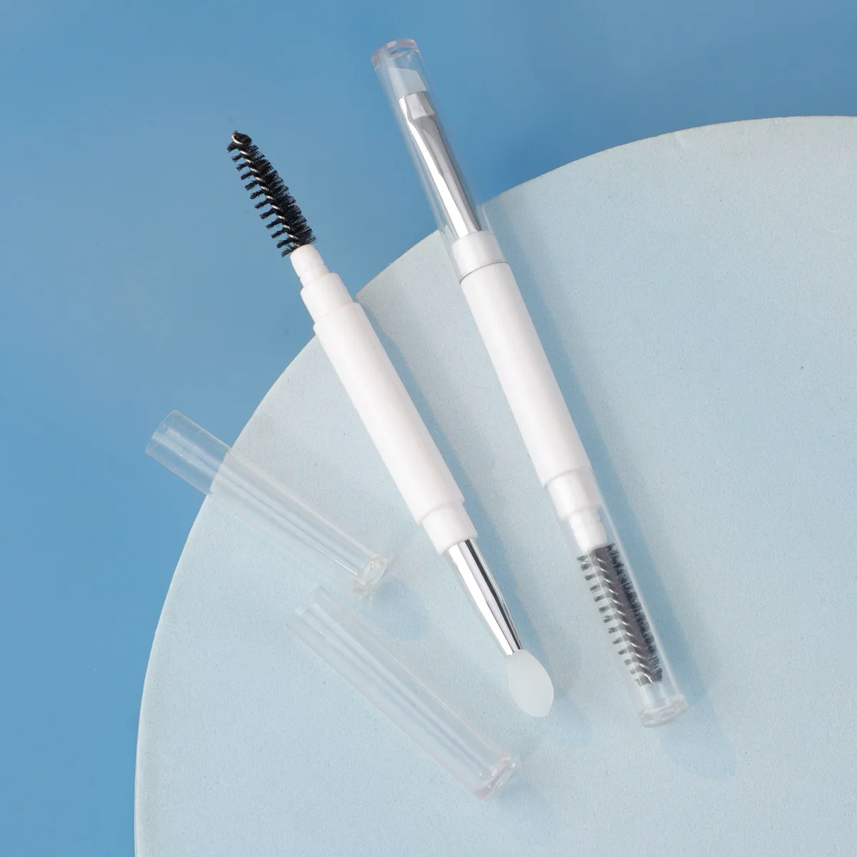 1/2/3 szt. Przenośny podwójny pędzel do brwi pędzel spiralny pędzel do eyelinera z pokrywką pędzel do makijażu przedłużanie brwi przybory do makijażu