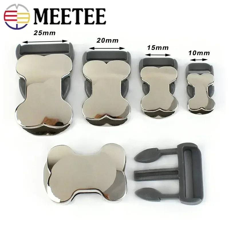 2/5Pcs 10/15/20/25mm Cute Bone Metal Buckles Dog Collar Side Release Buckle Insert Adjust Clasp Bags Belt Luggage Accessories