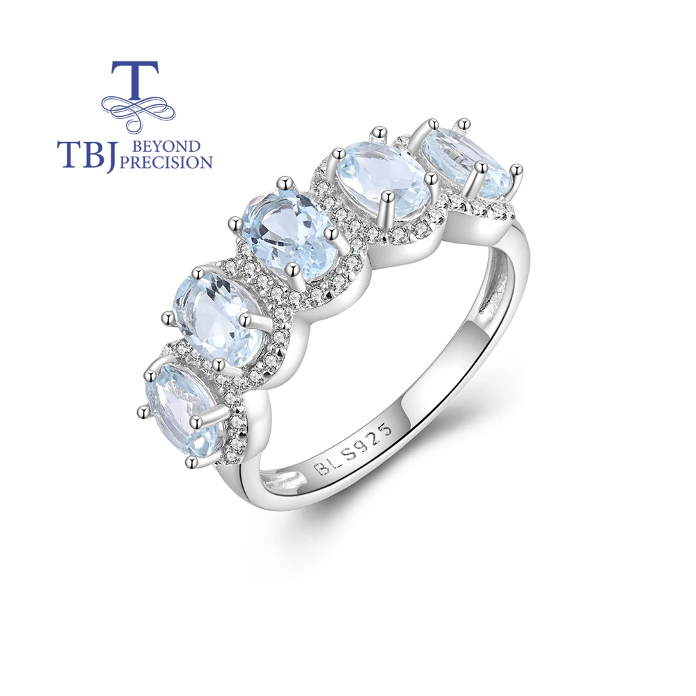 

Gorgeous Statement Silver Ring for Lady Natural Aquamarine March Birthstone Boost Courage & Confidence Stone Luxury Jewelry