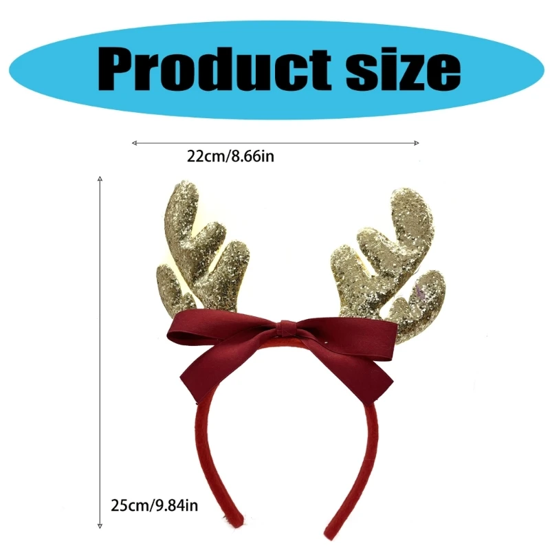 Seasonal Festival Christmas Headband Holiday Props Glittering Reindeer Hairhoop Dropshipping