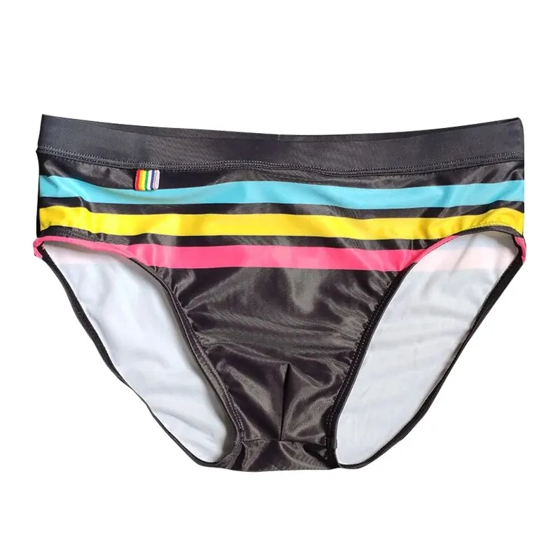 New MEN'S Swimming Trunks, Color Stripes, Sexy Close-fitting Professional Swimming and Bodybuilding Briefs for Men