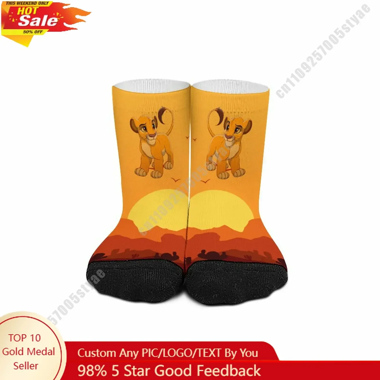 

Simba Mid Calf Socks Disney Cartoon Custom Design Printed Logo Photos Text DIY Sweat Wicking Socks Sports Socks Birthday Gift
