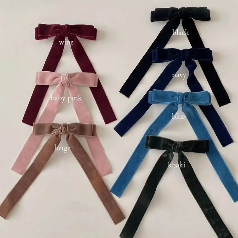 Simple Bowknot Balletcore Bow Hairpin Ribbon Long Tassel Ballet Style Hair Clip Barrettes Cloth Student