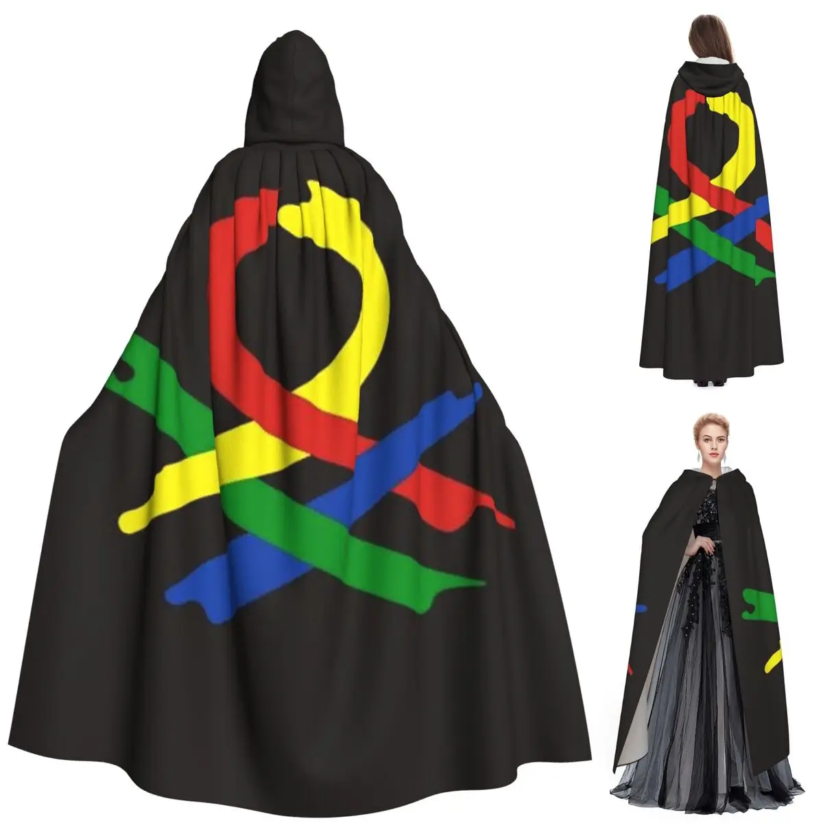 

United Colors Of Benetton Long Hooded Cloak Witch Medieval Costume Cosplay Cape HalloweenParty Adult Unisex