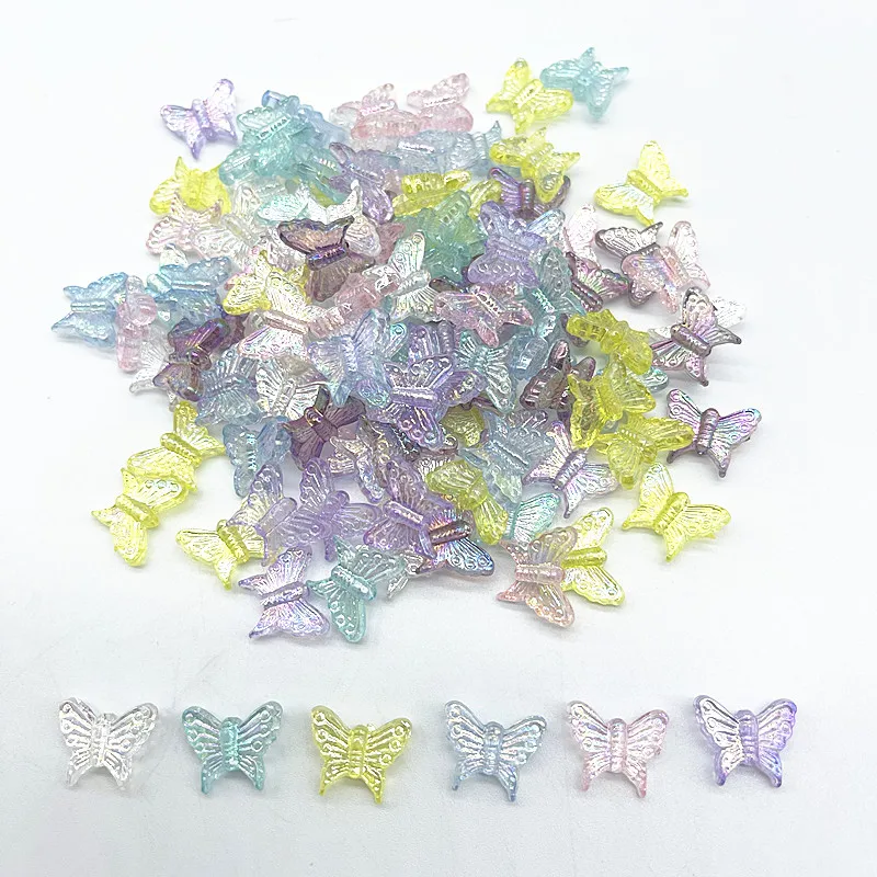 30pcs 15mm Colour AB Charms Butterfly Shape Acrylic Beads Loose Spacer Beads for Jewelry Makeing DIY Handmade Bracelet