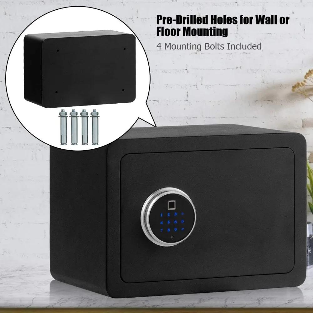 صندوق أمان للوصول إلى بصمات الأصابع مع ضوء LED - أمان المنزل والمكتب لتخزين النقود والمجوهرات والأسلحة النارية والأشياء الثمينة، بطبقتين