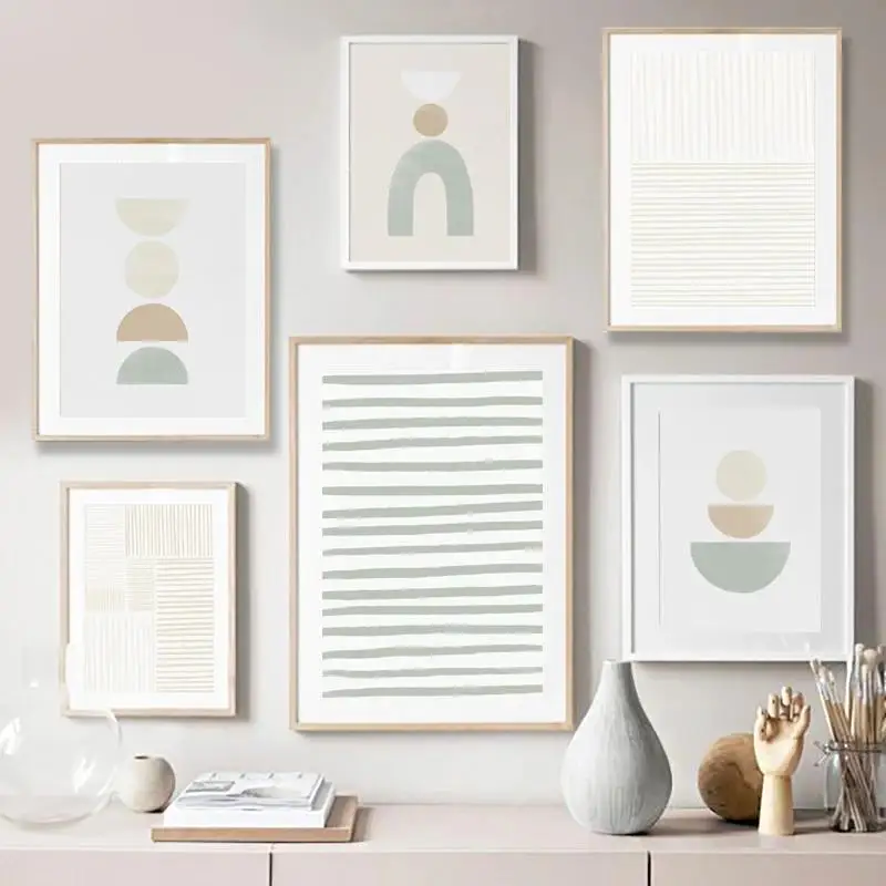 (No frame)Arte Abstracto Bohemio en Lienzo, Pósters Minimalistas Boho para Decoración de Sala de Estar