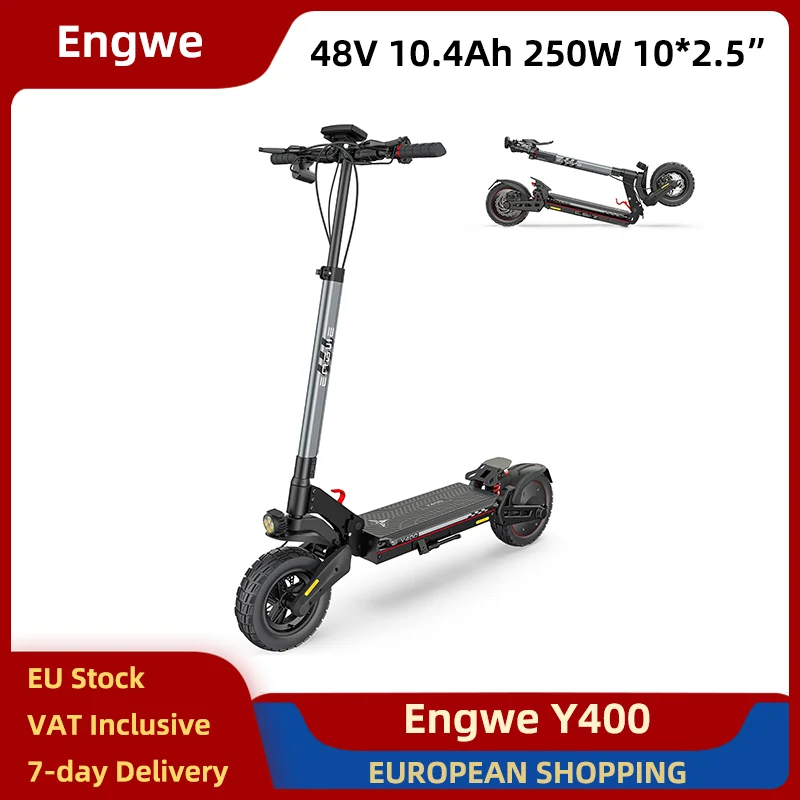Scooter elettrico Engwe Y400 250W 48V 10.4Ah 10*2.5 E-scooter pieghevole per pendolarismo urbano leggero Freno a disco a doppia sospensione 40 km