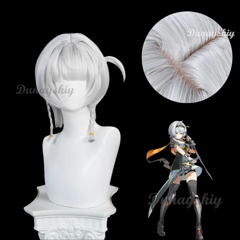 

Silver Soldier Anby Cosplay Wig Zenless Zone Zero Silvery White Short Braid Wigs For Women Girls Halloween Carnival Free Wig Cap