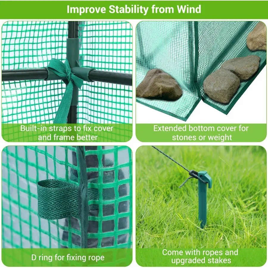 الدفيئة المحمولة في الهواء الطلق مع نوافذ جانبية شبكية لنمو نباتات المشي الصغيرة: تصميم 3 طبقات 4 أرفف غطاء بلاستيكي متين من البولي ايثيلين #5