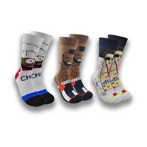 Calcetines de personaje de anime de dibujos animados para hombre, divertidos calcetines informales para postura callejera, unisex, Harajuku, calcetines cálidos de algodón creativos de anime
