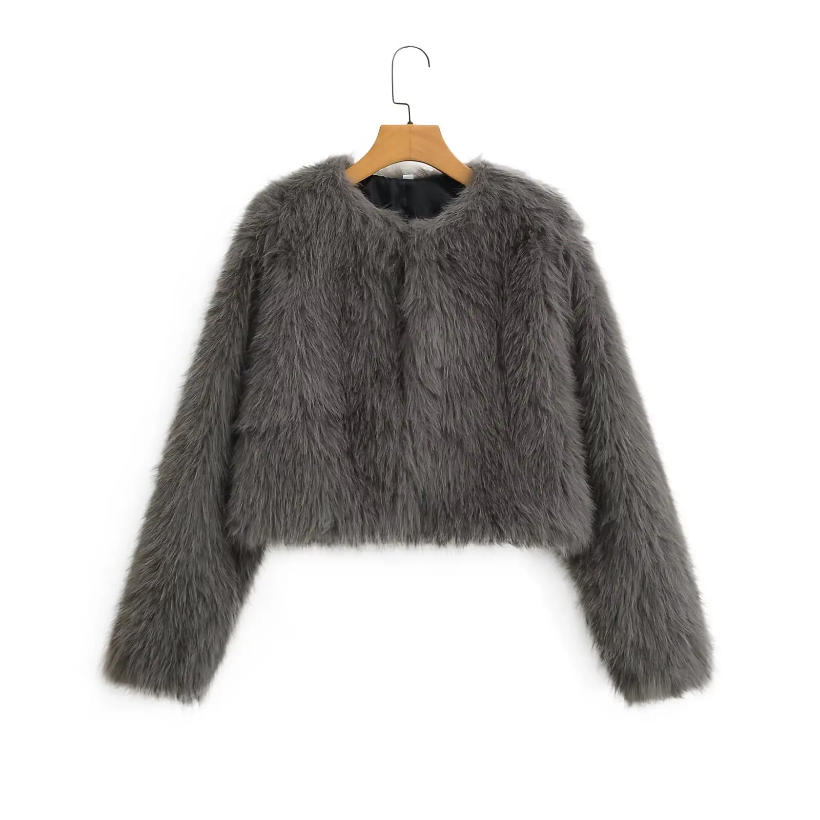 JNLEAOG Abrigo Corto de Piel Sintética para Mujer, Diseño de Moda de Invierno, E, Cortavientos, de Fibra de Poliéster,...