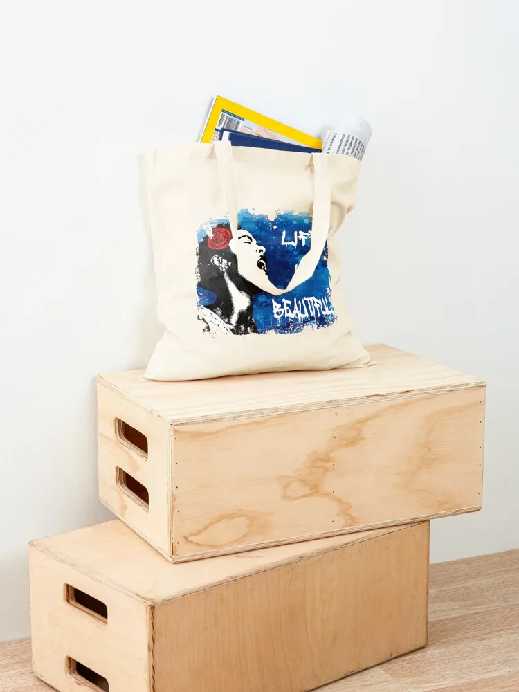 Banksy Life is Beautiful Tote Bag حقيبة تسوق بشعار Lady bags حقيبة تسوق محمولة رائعة