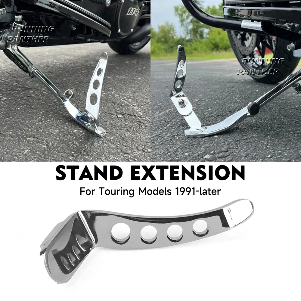 Motorcycle Stand Extension For Harley Touring CVO Road Electra Street King Glide 1991-UP Foot Pedal Kickstand Black Accessories