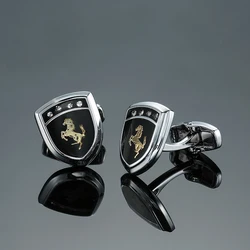 Men's French shirt cufflinks copper material shield horse cufflinks fashion brand clothing accessories wholesale