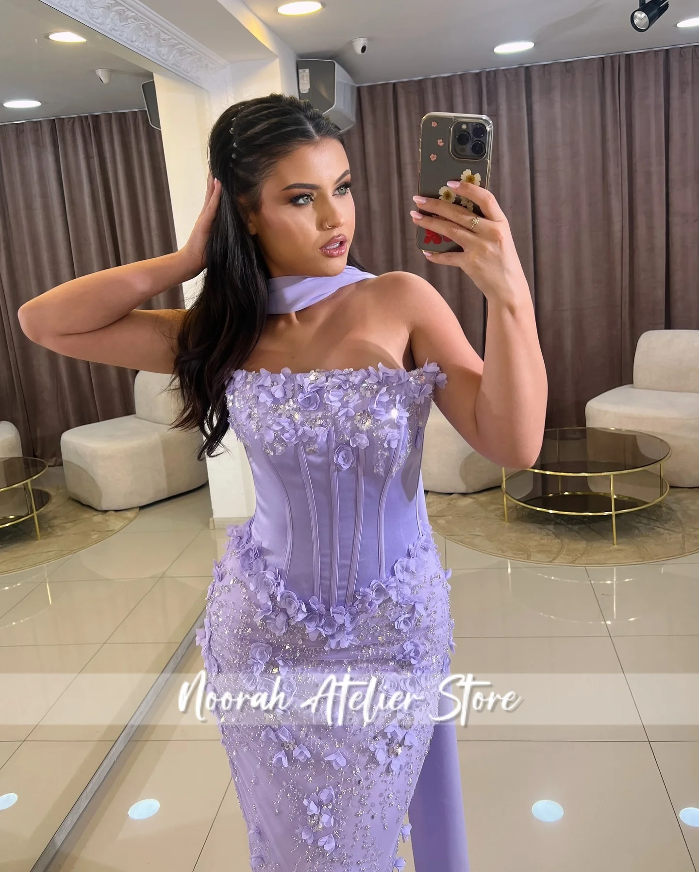 Nuevos apliques con cuentas sin tirantes elegantes vestidos de noche de lujo de Dubai 2025 bufanda vestido Formal فساتmaveraLongos personalizados