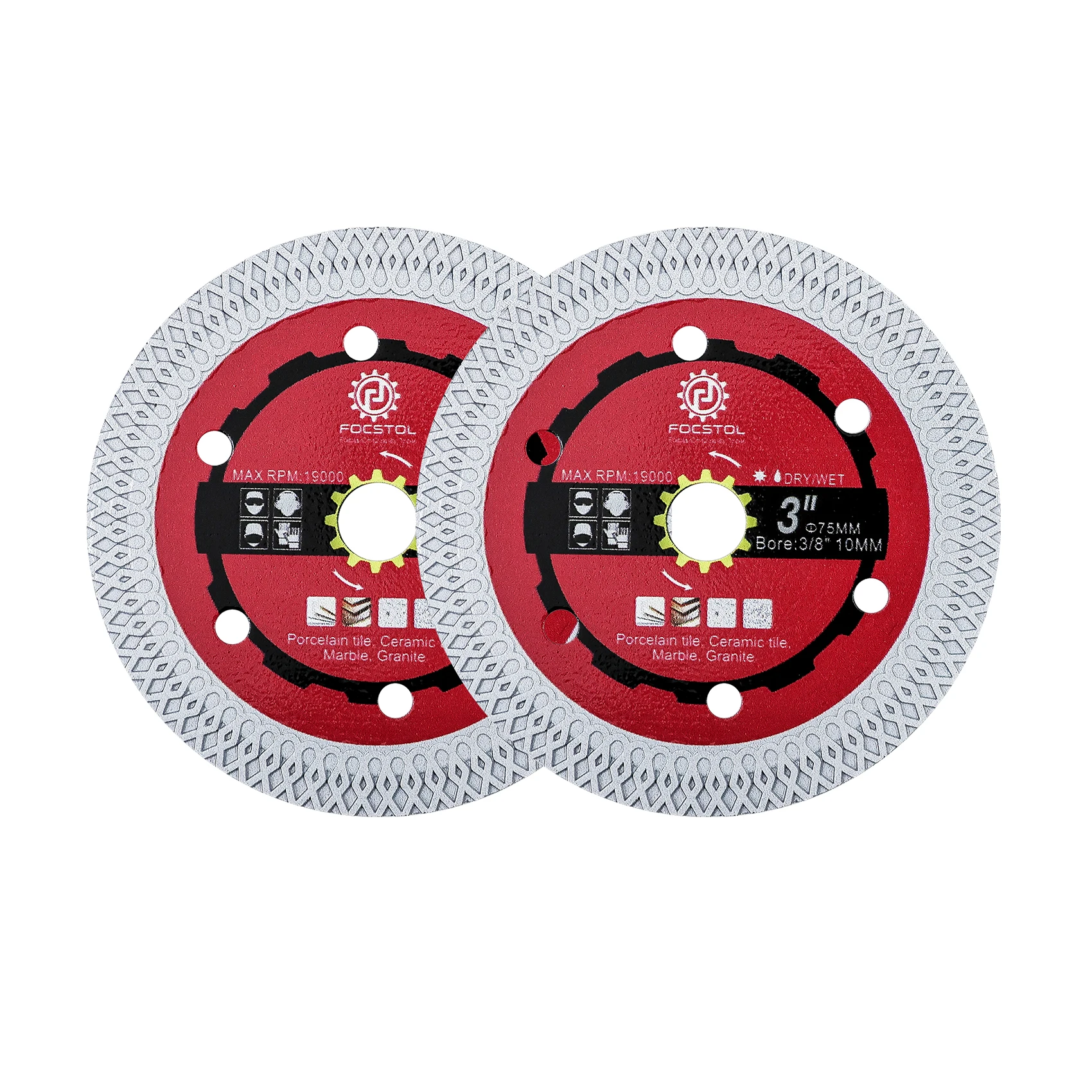 

FOCSTOL Diamond Cutting Disc 2pcs Set Dia 75mm Mini Saw Blade Tile Marble Porcelain Granite Tile Cutting Disc X mesh 3inch Disc