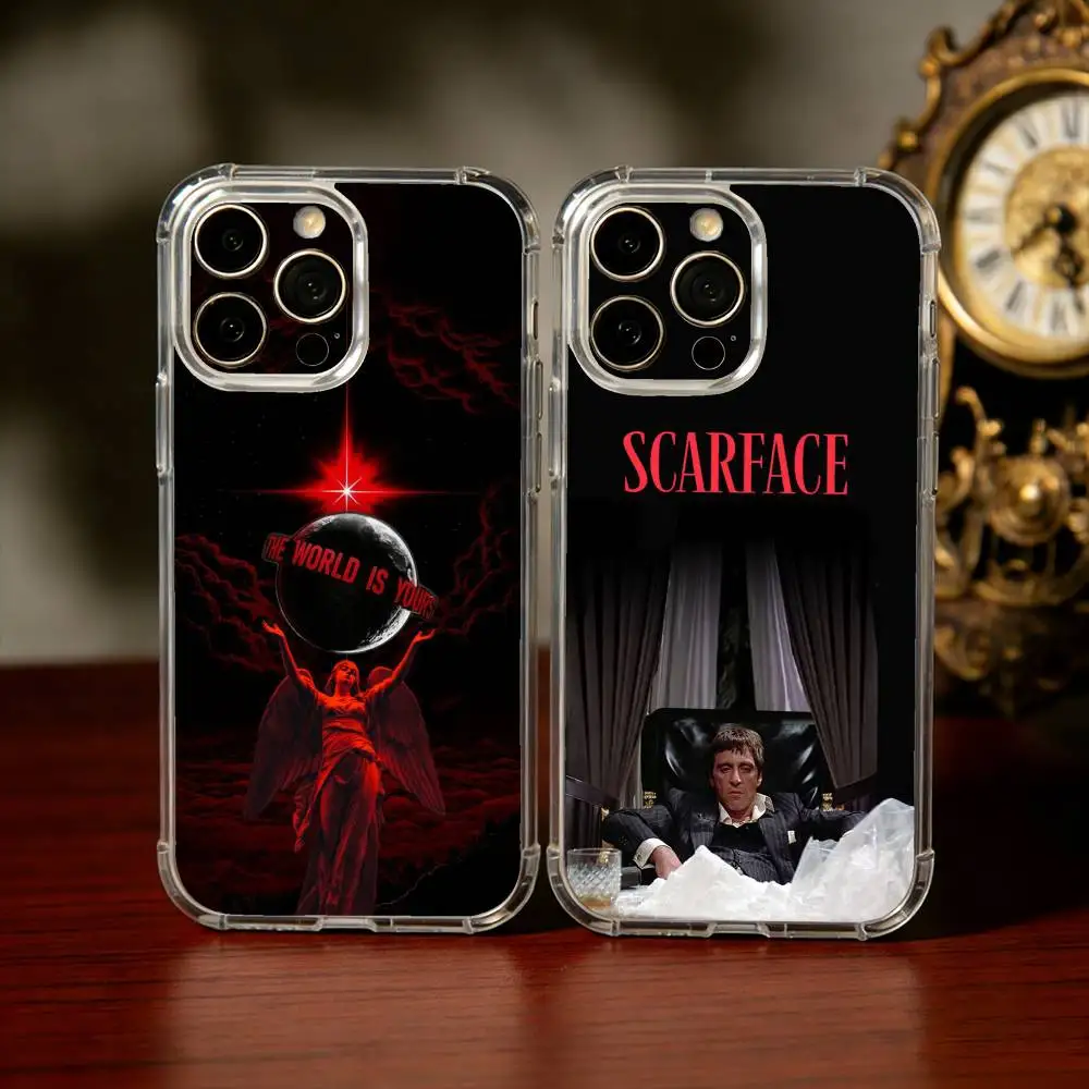 

S-Scarface 1983 Film Phone Case For iPhone17,16,15,14,13Pro Max,us,Soft Silicone Transparent Cover