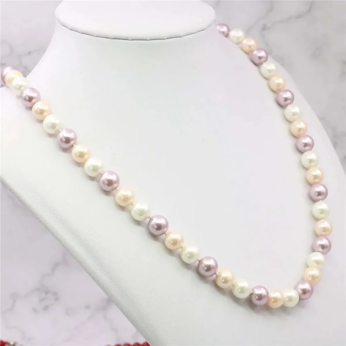 New! 8mm Multi-Color South Sea Shell Pearl Necklace 18\