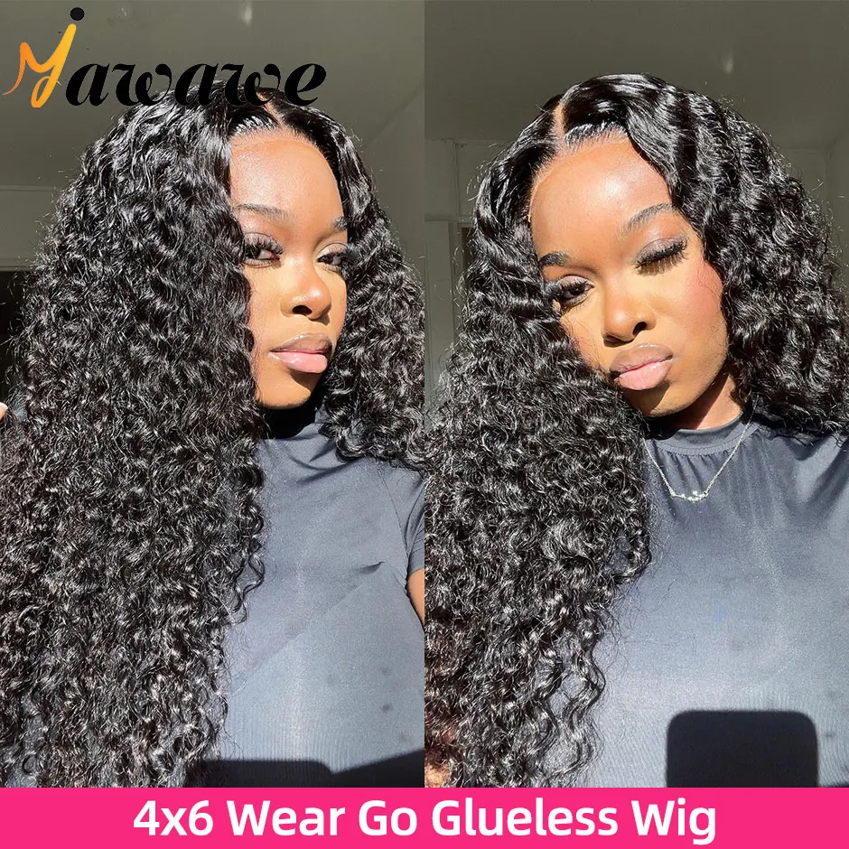 Wear and Go Glueless Wigs Upgraded No Glue Human Hair Pre Plucked water wave Wig Human Hair Lace Front Wigs ready to wear