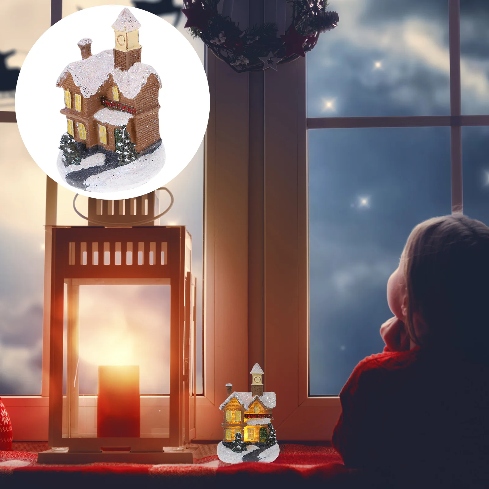 

Resin Light House Miniature Statue Christmas Tabletop Outdoor nament Xmas Glowing House Decor Home Decor Premium Material Long