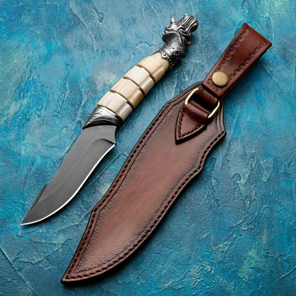 Regalo para hombres HUANGFU: cuchillo para exteriores de acero Uzi de alta calidad HUANGFU para supervivencia, caza y rescate en el desierto