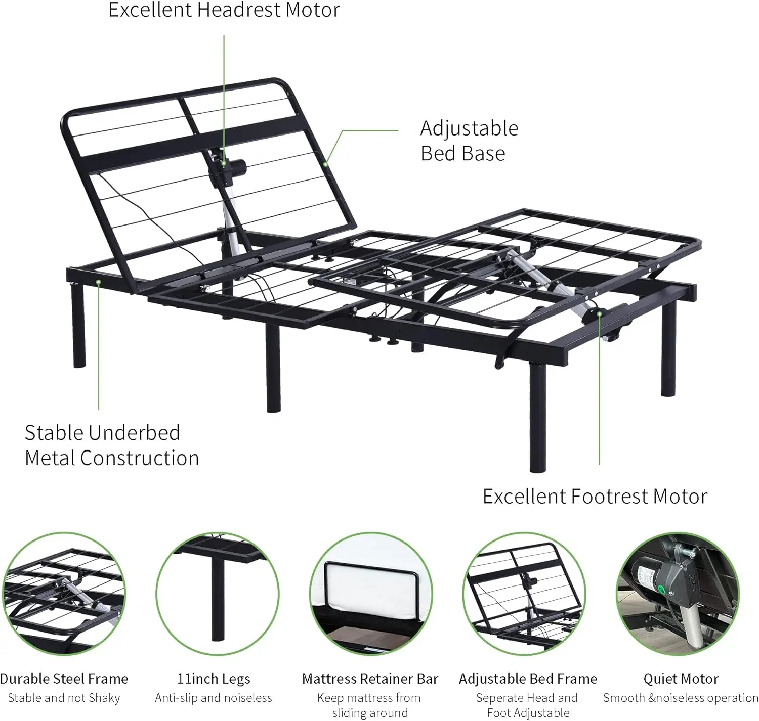 Adjustable Bed Frame Base, Wireless, 5 Minutes Quick Assembly, Zero Clearance, Zero Gravity, Whisper Quiet Durable Motor,