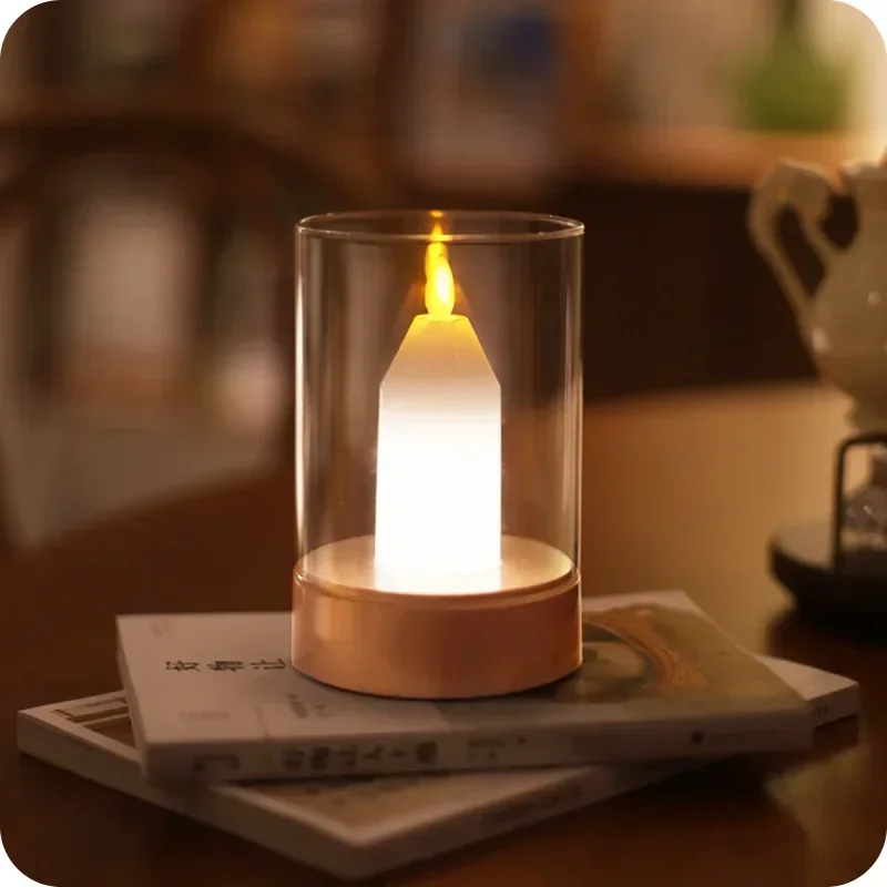 Rechargeable Night Light Simulated Candle Lamp Induction Adjustable Brightness Portable Atmosphere Light