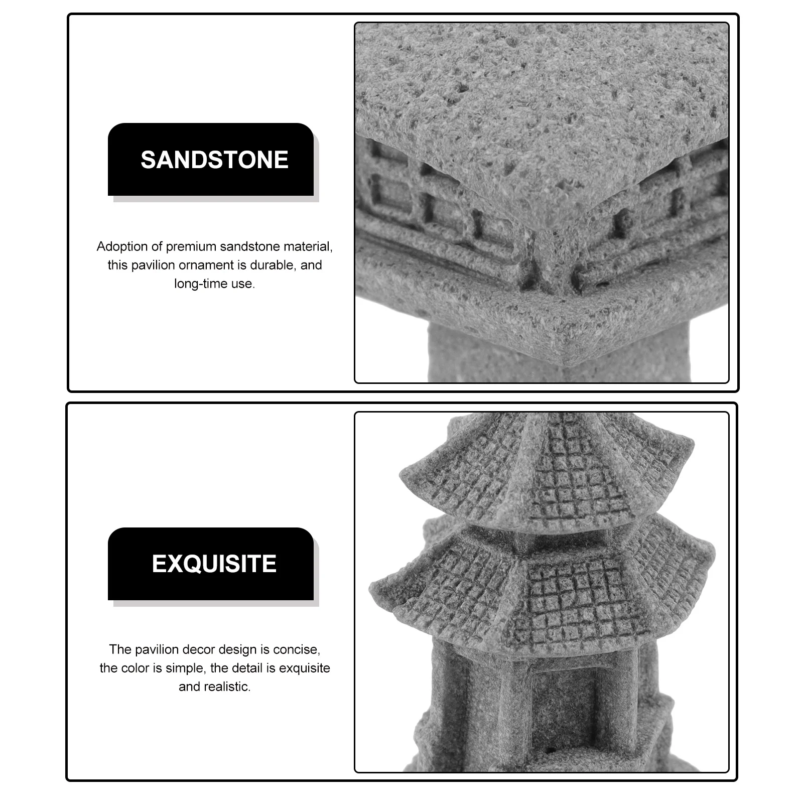 

3Pcs Sandstone Pavilion Shaped Garden Decor Bonsai Accessory Miniature Pagoda Landscape Adornment Tabletop Ornament