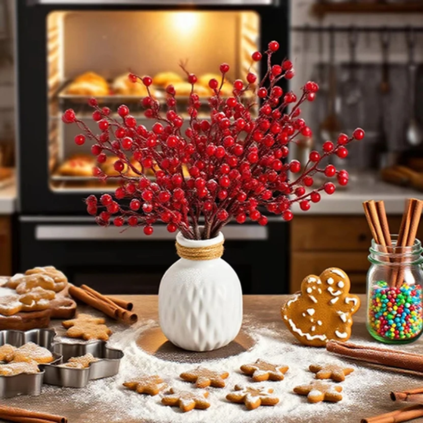 

Artificial Plant Holly Little Red Fruits Christmas Home Room Table Decoration Wedding Diy Gifts Flower Party Decorative Products