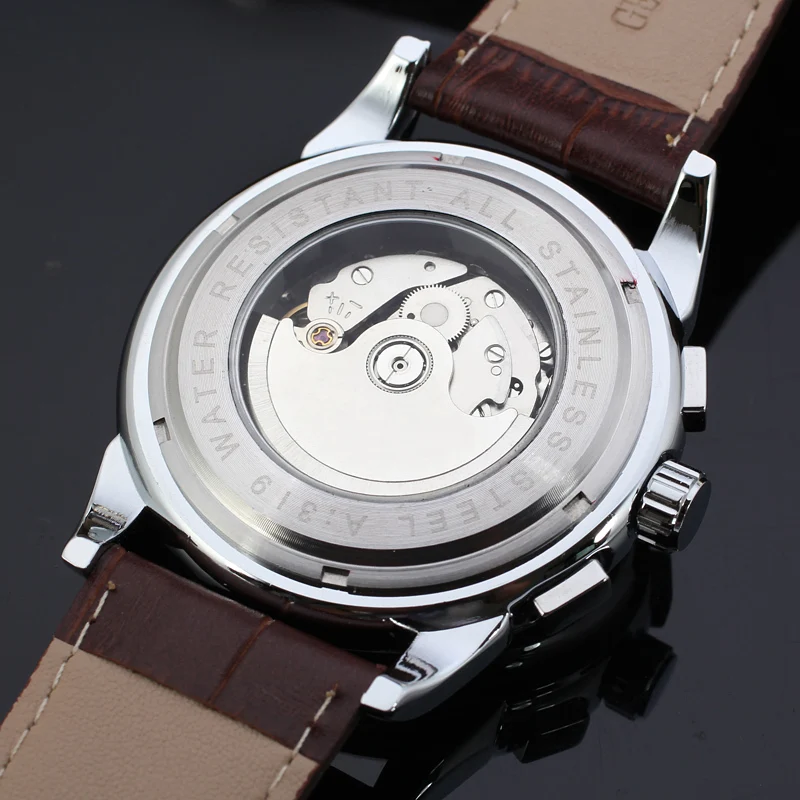 Imagem -05 - Luxo Novo Estilo Moonphase Calendário Exibição Couro Marrom Strape Movimento Automático Homens Relógios Top Marca de Luxo Relógios Marca de