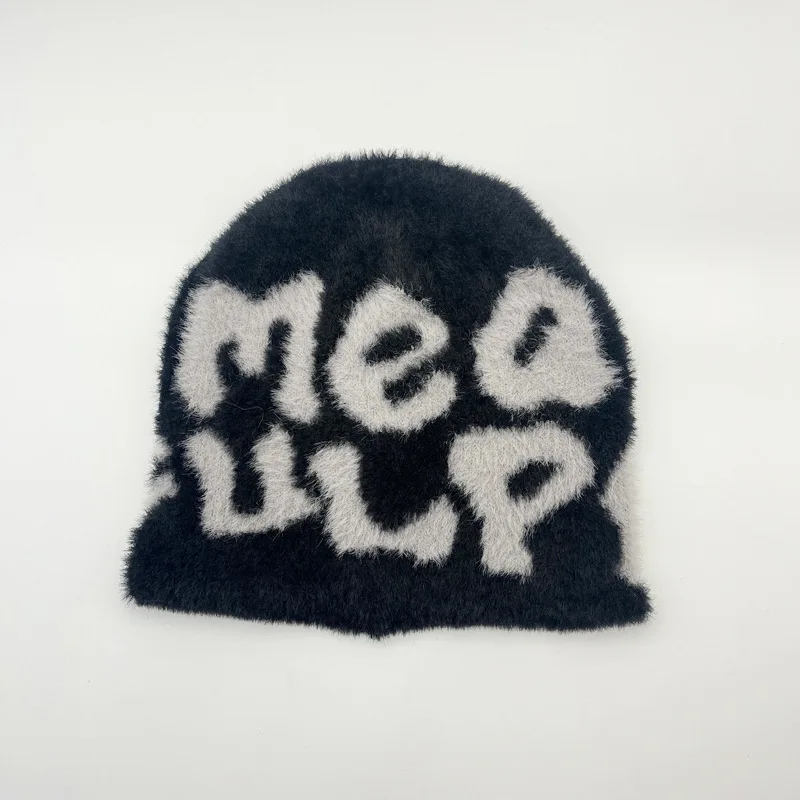 Neue Ins Beliebte Unisex Herbst Lustige Hut Nerz Pelz Winter frauen Kappe Mit Brief Beanies Hut Männer Warme Weiche Skullies bonnets Geschenk – Detail 12