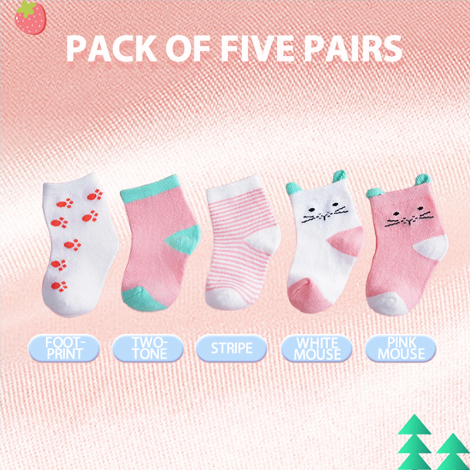 5Pairs CarToon Baby Girl Socks Cute Animal Print Cotton Newborn Childrens Socks Kid Soft Knit Toddle Sleeping Socks 0-8 Years