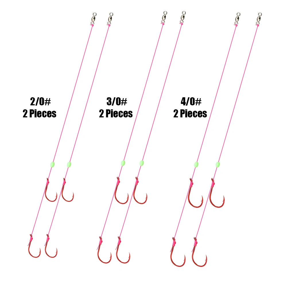 ZYZHE 2 Stück Snapper Rigs Angelstinger Rigs 2/0 # 3/0 # 4/0 # mit Doppel-Rotoktopushaken, Lebendköder-Rigs, Schnurhaken – Detail 7