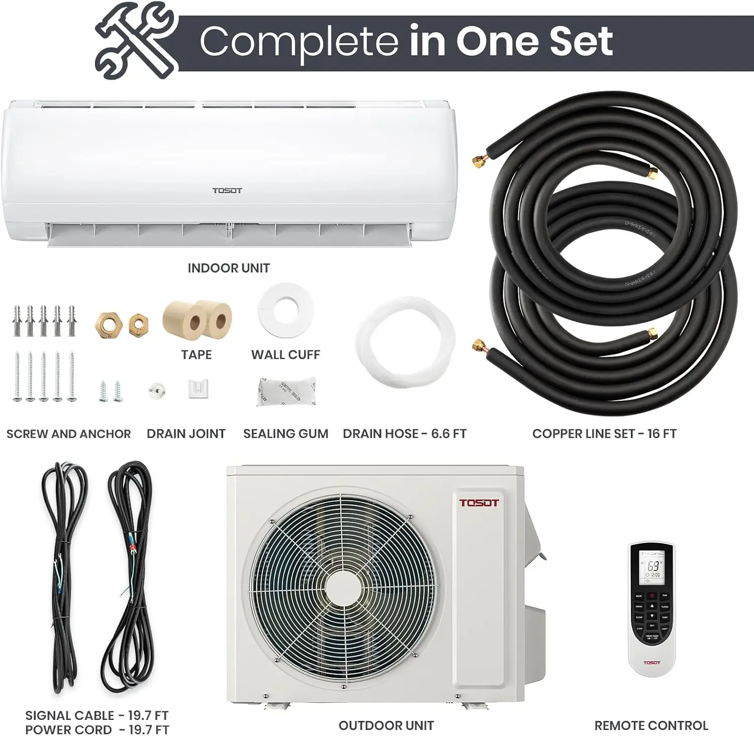 Mini-Split Air Conditioner, Wifi Enabled Ductless Inverter Split System AC Unit Heating System, Compatible