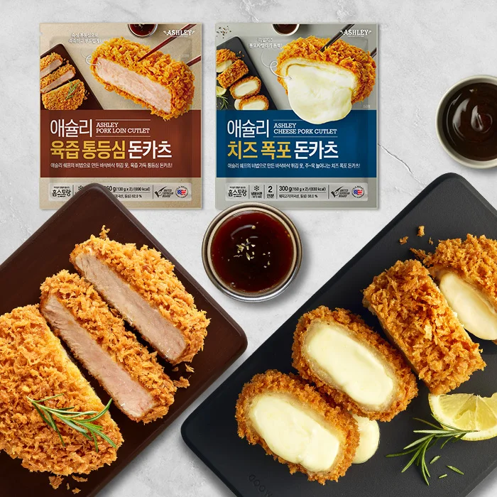 애슐리 육즙 통 등심 돈카츠 +치즈 폭포 돈카츠 , 냉동 돈까스
